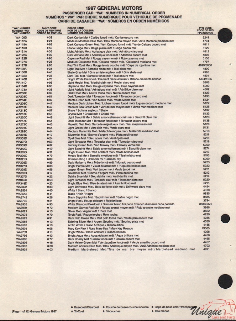 1997 General Motors Paint Charts PPG 4